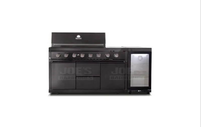 Gasmate Nova Mk2 Graphite Outdoor Kitchen: 6-Burner Bbq + Integrated Single-Door Fridge Top 1