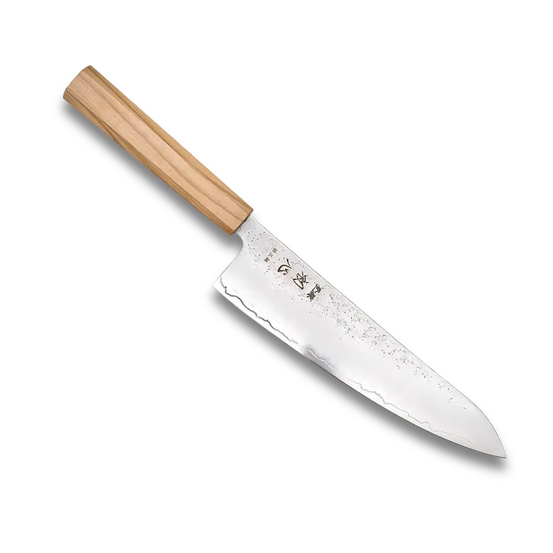 Ginrei Silver 3 Nashiji 210 Mm Gyuto Knife With Olive Wood Handle 1