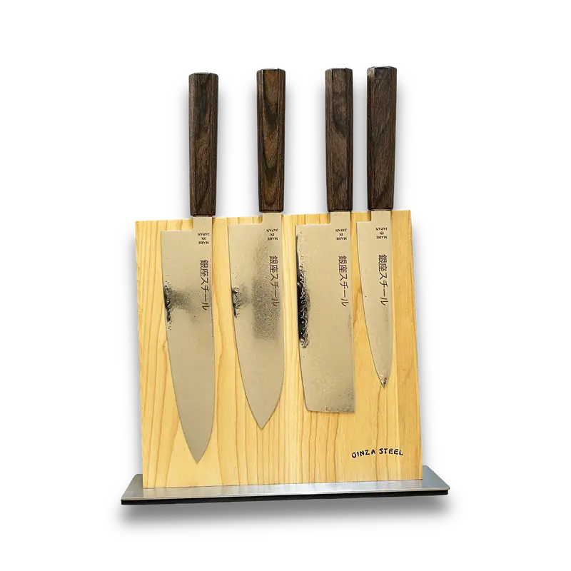 Ginza Steel Seiryū Five Pro Knife Set – 5-Piece Japanese Collection With Magnetic Display Block 1