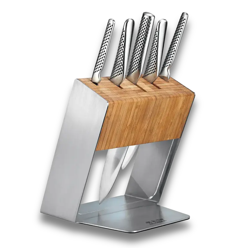 Global Katana 6-Piece Knife Block Set – Sustainable Bamboo Stand, Made In Japan 1