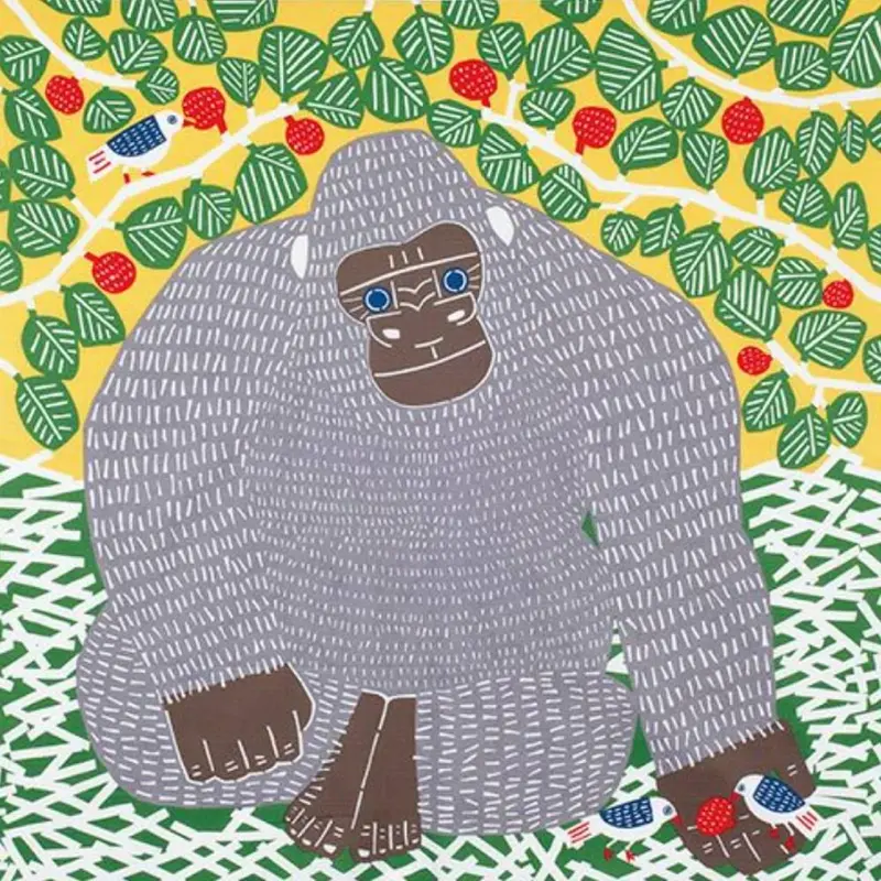 Gorilla-Print Large Furoshiki – Versatile Cotton Wrapping Mat (100 Cm Square) 1