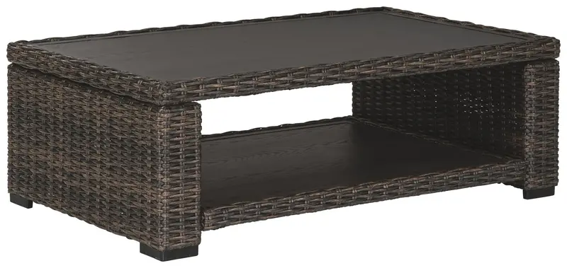 Grasson Brown Rectangular Cocktail Table With Wooden Frame 1