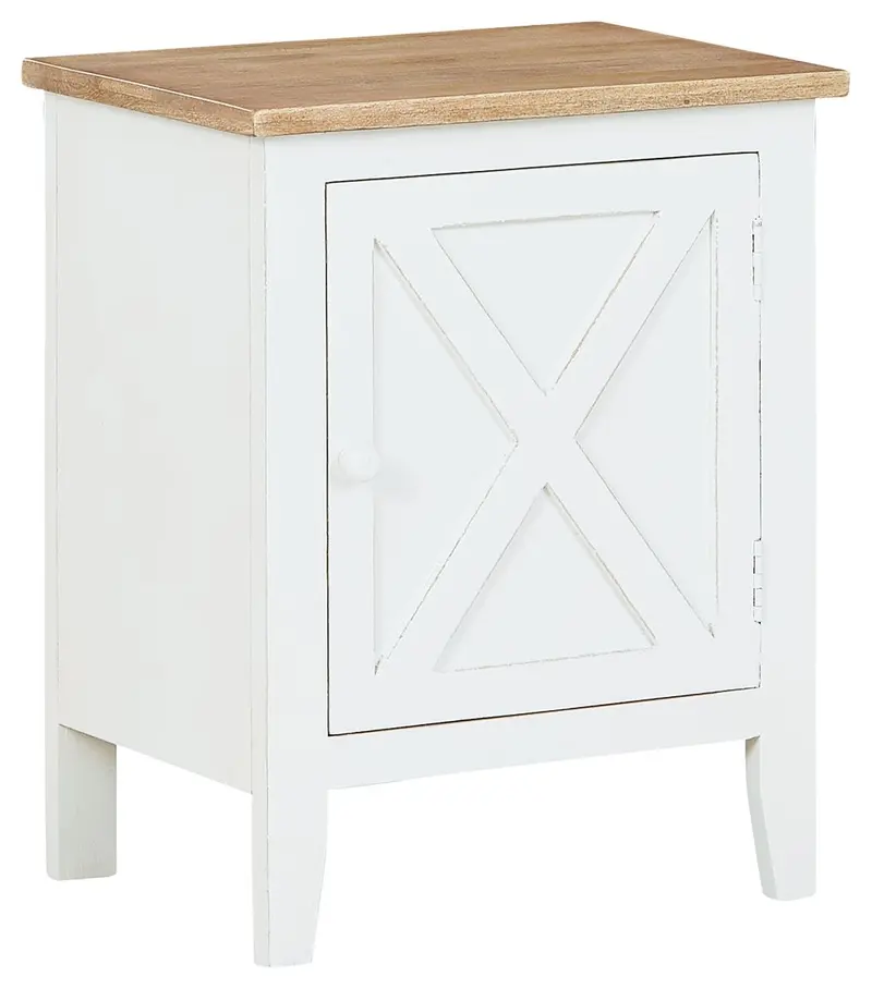 Gylesburg White-And-Brown Accent Cabinet With Open And Closed Storage 1