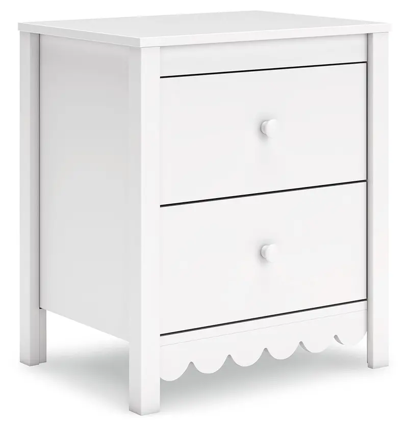 Hallityn White Two-Drawer Nightstand With Sleek Finish 1