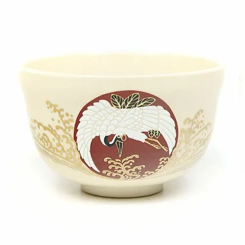 Handmade Chawan Matcha Bowl – Crane And Rising Sun Ceramic Tea Cup (Japanese Craftsmanship) 1