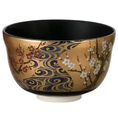 Handmade Chawan Matcha Cup – Gold Plum Blossom Decorated Japanese Tea Bowl (Limited Edition) 1