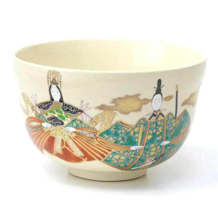 Handmade Chawan Tea Bowl – White Ningyo Doll Motif Matcha Cup (Artisan-Crafted) 1