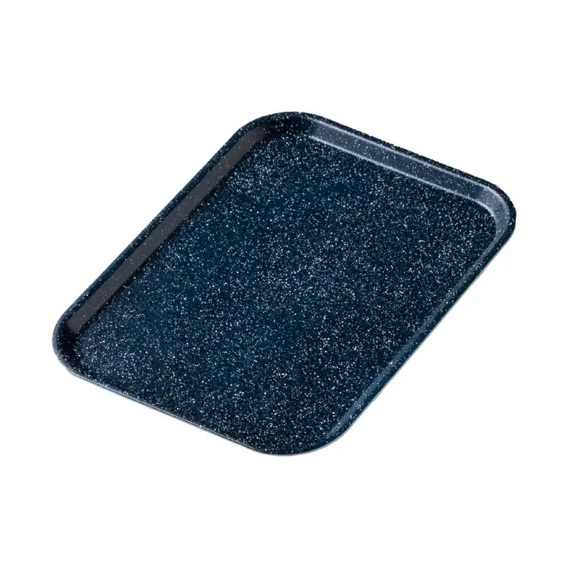 Handmade Kishu Lacquer Tray – Stone-Effect Non-Slip Navy Serving Board 1