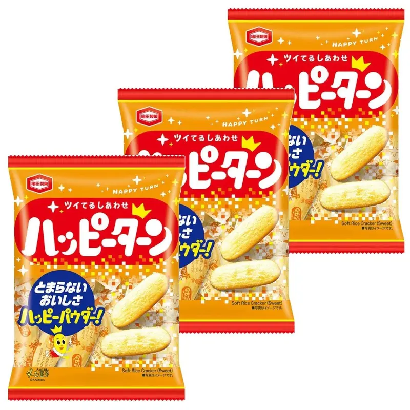 Happy Turn Senbei Rice Crackers – Light & Crispy Traditional Snack (3-Pack, 96G Total) 1