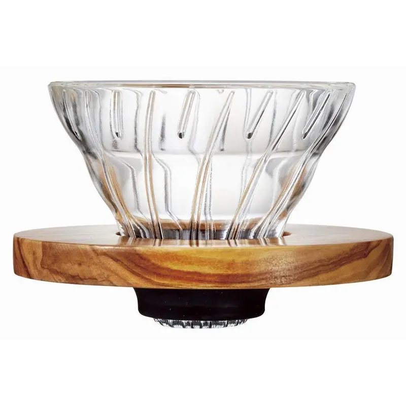 Hario V60 Glass Dripper With Olive Wood Handle – Single-Serve Pour-Over Brewer (1–2 Cups) 1