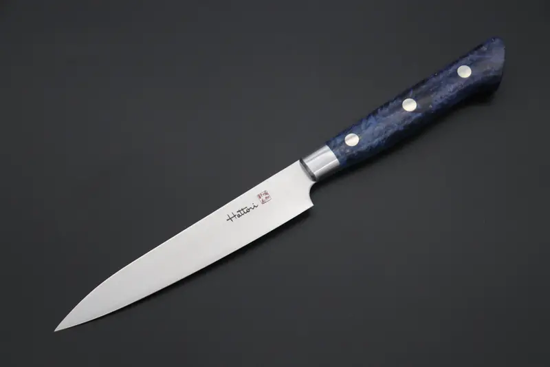 Hattori Forums Fh-2Spblue Petty Knife – Vg-10 Solid Steel, Blue Stabilized Box Elder Handle, 120Mm (4.7") 1