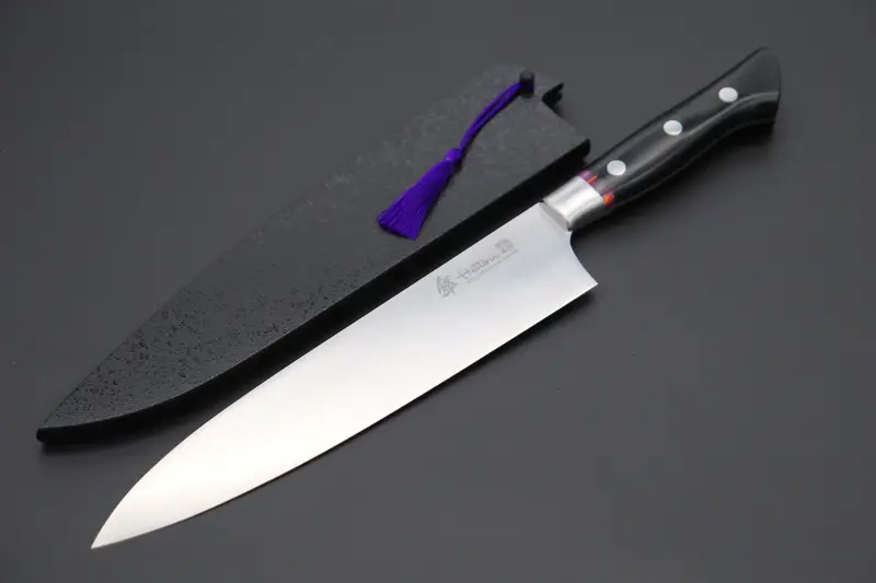 Hattori San-Gecko Limited Edition Gyuto – 210Mm (8.2") With Linen Micarta & Royal Purple Hybrid-Resin Handle 1