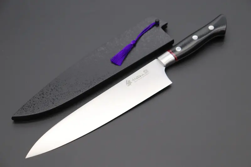 Hattori San-Gecko Limited Edition Gyuto – 210Mm (8.2") With Linen Micarta & Strawberry Hybrid-Resin Handle 1