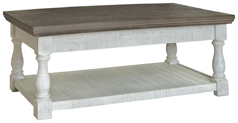 Havalance Gray And White Lift-Top Cocktail Table With Hidden Storage 1