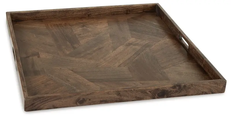 Heddford Brown Wood Accent Tray 1