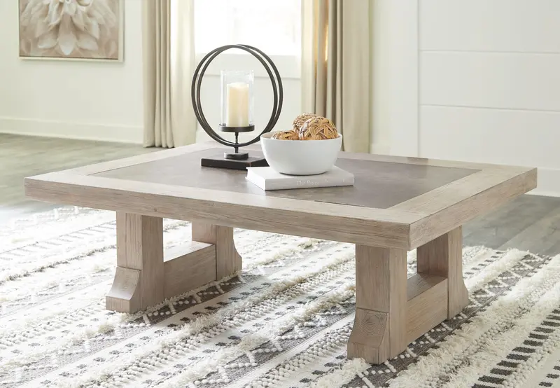 Hennington Light Brown Wood Rectangular Cocktail Table 1