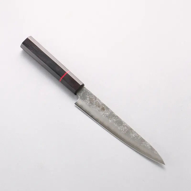 Higuchi Silver Steel #3 Petty-Utility – 150Mm Traditional Forged Blade, Nashiji Finish, Black Pakka Wood Handle 1