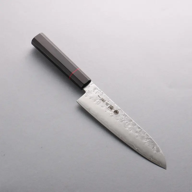Higuchi Silver Steel No.3 Santoku – 180Mm Nashiji-Finished Blade With Black Pakka Wood Handle 1