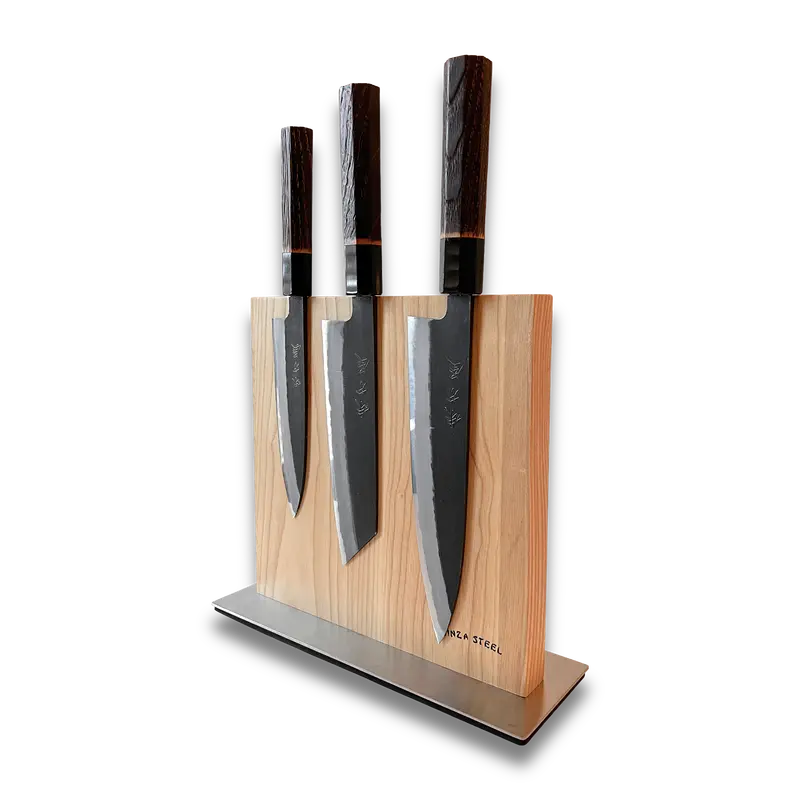 Hinoura Ajikataya Shirogami Knife Set – 4-Piece High-Carbon Japanese Collection With Magnetic Stand 1