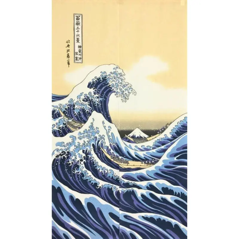 Hokusai’S Great Wave Noren – Artistic Japanese Linen Door Curtain 1