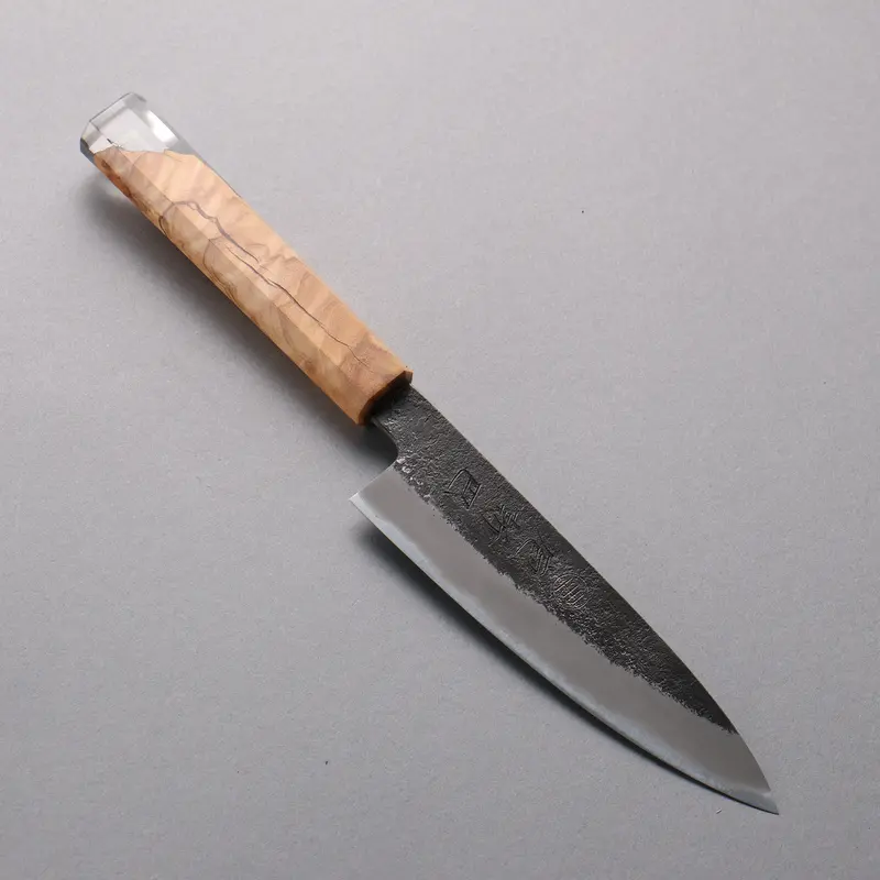 Hozantomoe Black-Finished Petty – 135Mm White Steel #2 With Olive Wood & Black Resin Handle 1
