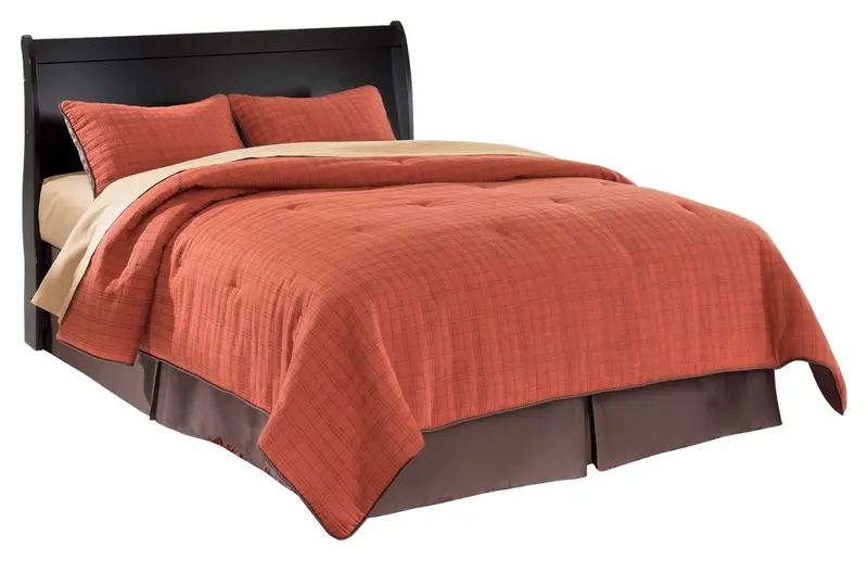 Huey Black Queen Size Sleigh Bed Headboard 1