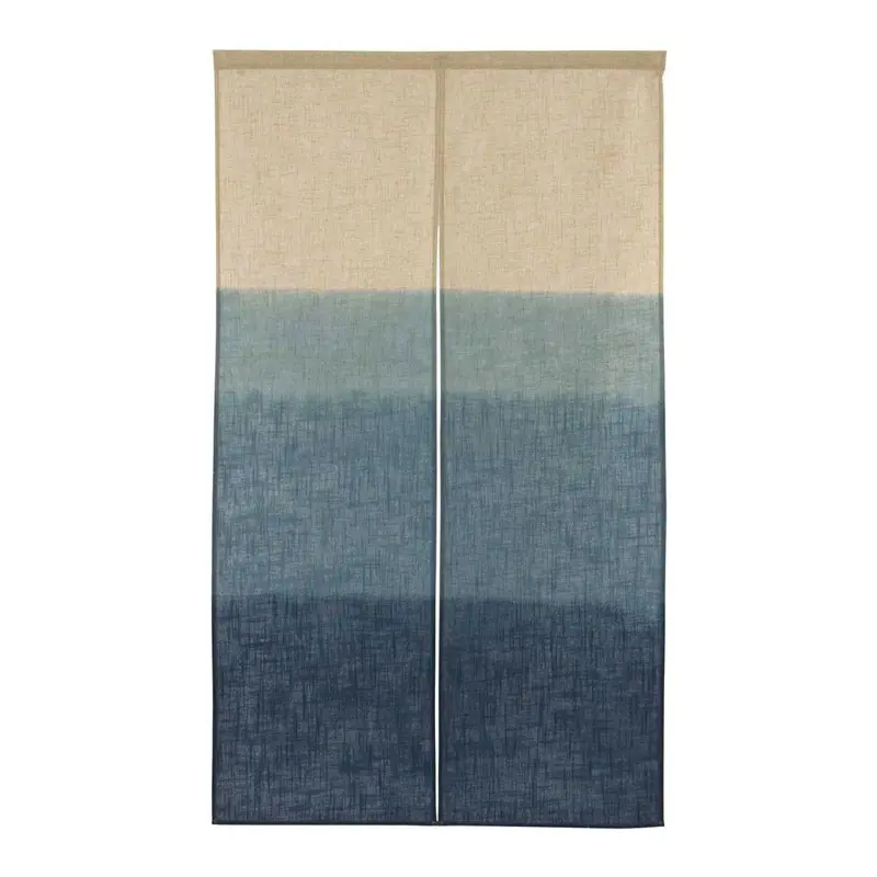 Indigo Blue Shading Noren – Hand-Printed Linen Entryway Curtain 1