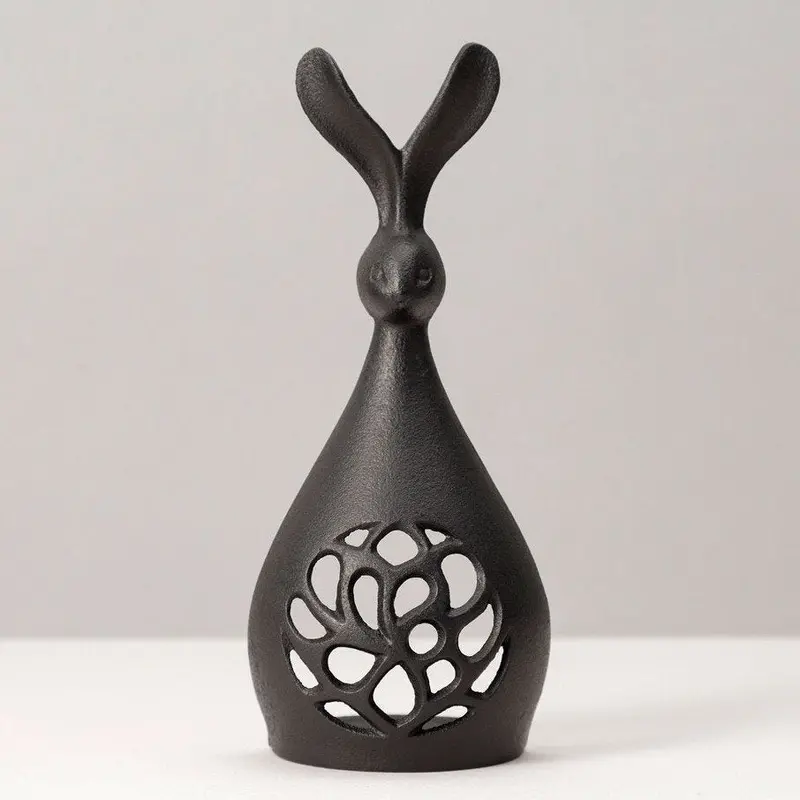Iwachu Rabbit-Shaped Cast Iron Tealight Holder – Minimalist Japanese Candle Stand 1
