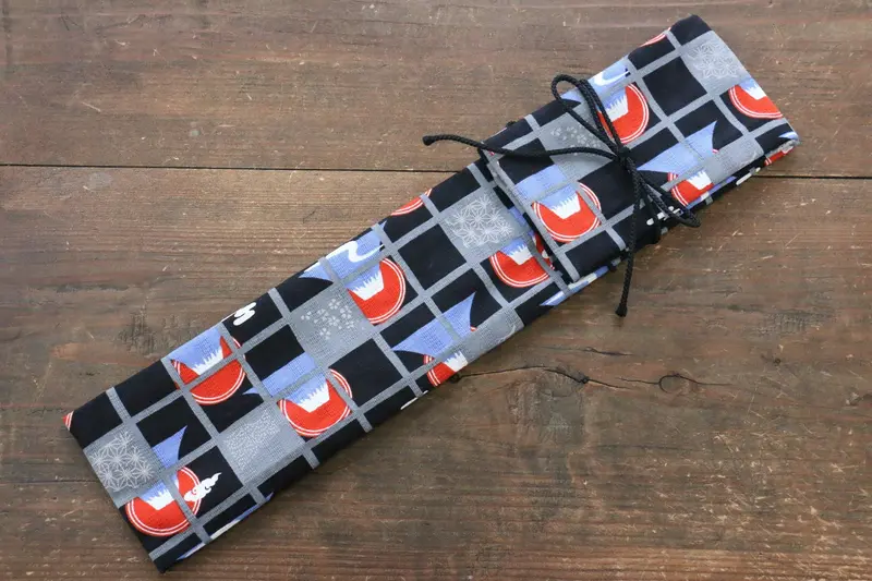 Japanese Knife Storage Roll – Kurofuji Pattern, Compact 1-Pocket Style 1