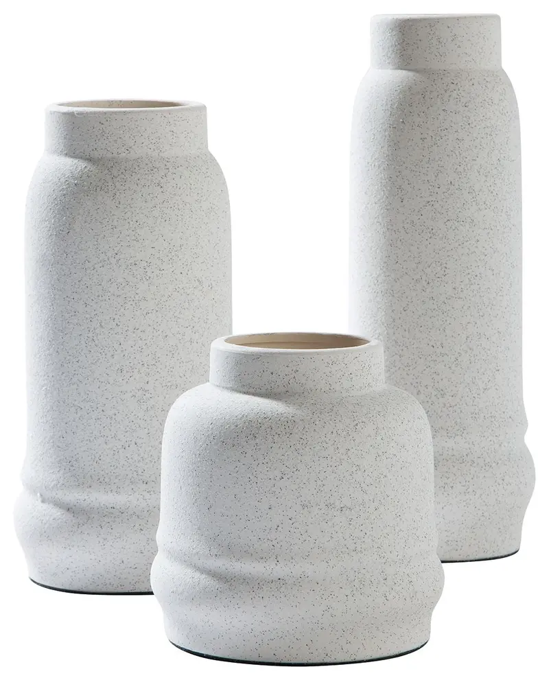 Jayden White Ceramic Vase Set – Three Complementary Sizes 1