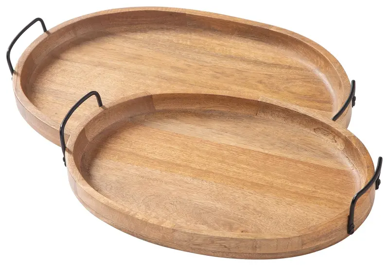 Jocelyne Brown-And-Black Wooden Tray Set – Two Nesting Trays 1