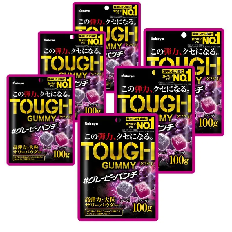 Kabaya Tough Gummy Alpha & Beta – Grape-Flavored Chewy Candy, 100G (6-Pack) 1