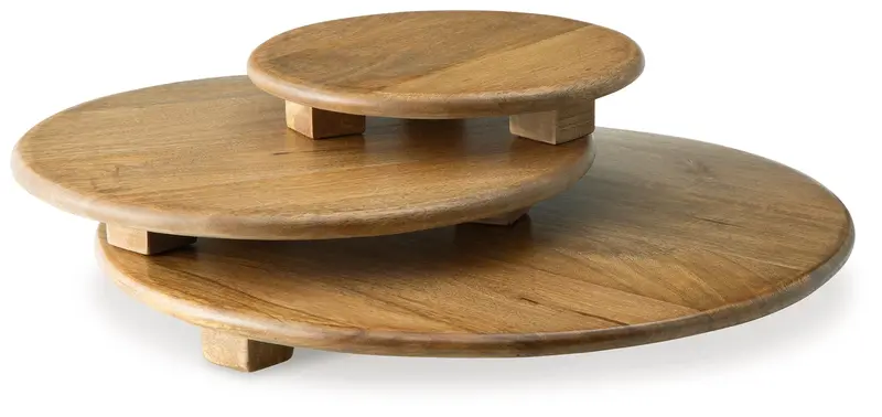 Kaidler Brown Wood Tray Set (3-Piece) 1