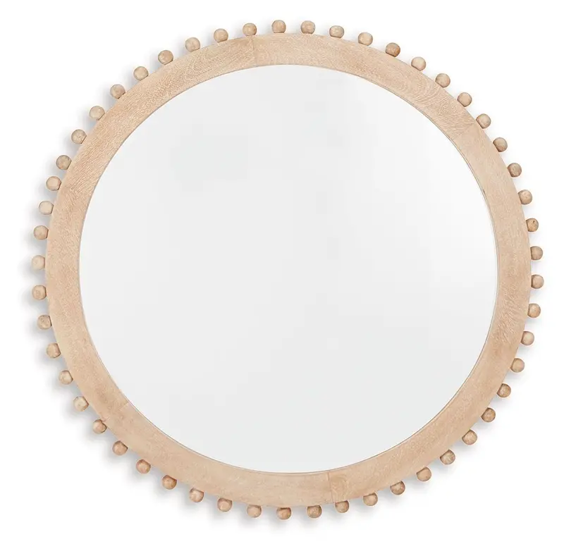 Kaidmont Rich Brown Wood Round Accent Mirror 1