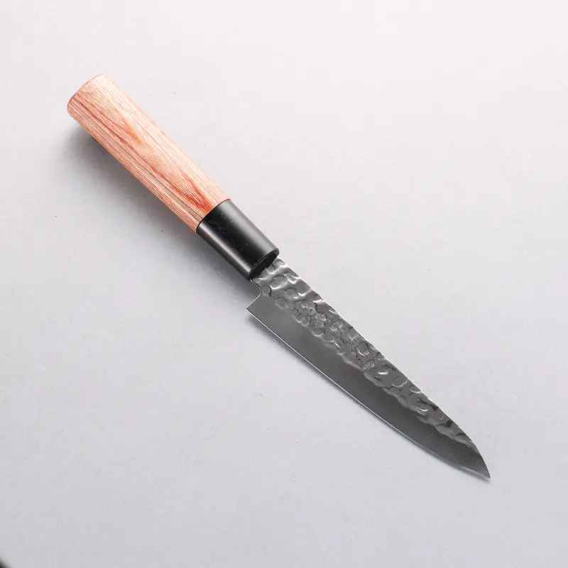 Kanetsune 120Mm Dsr-1K6 Hammered Petty-Utility Knife With Red Pakka Wood Handle 1