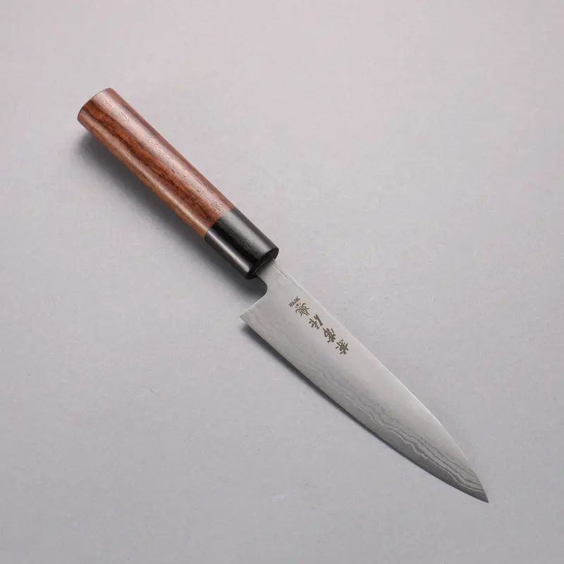 Kanetsune 135Mm Blue Steel #2 Damascus Petty-Utility Knife With Shitan Handle 1