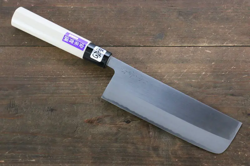 Kanetsune 165Mm Blue Steel #2 Migaki Nakiri Vegetable Knife With Magnolia Handle 1