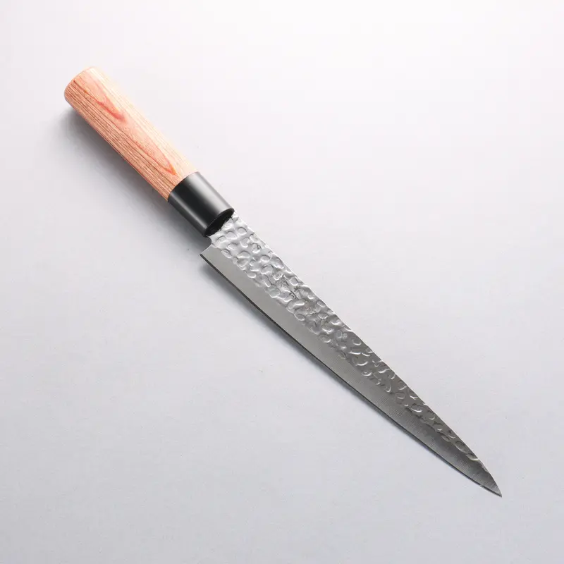 Kanetsune 210Mm Dsr-1K6 Hammered Sujihiki Slicing Knife With Red Pakka Wood Handle 1