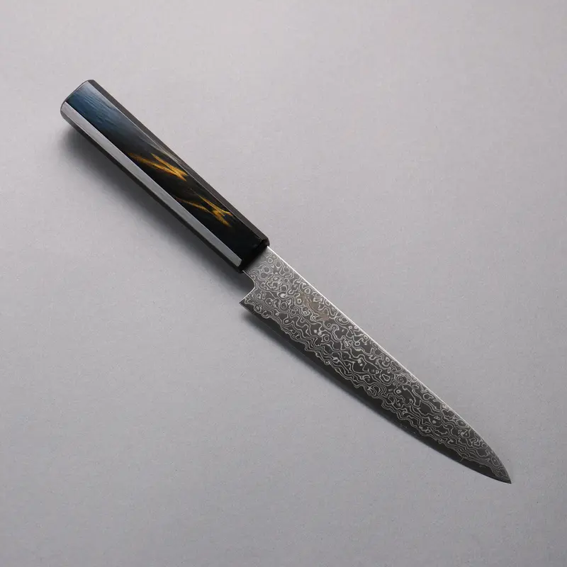 Kanjyo Sg2 Damascus Petty Knife 150Mm – Powder Metallurgy Steel, Blue-Gold Lacquered Handle 1