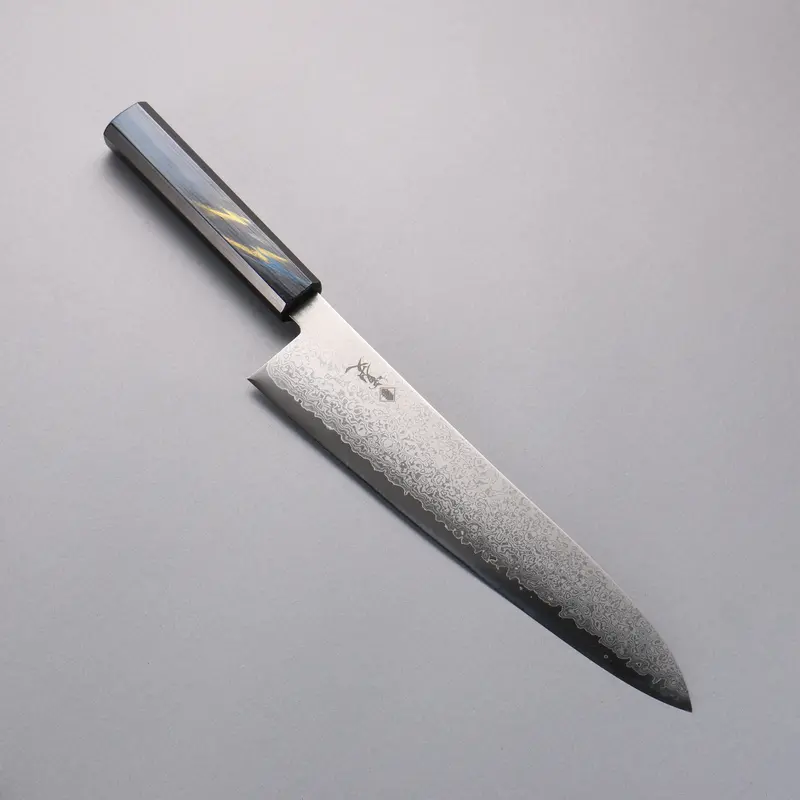 Kanjyo Vg10 Damascus Gyuto 240Mm – Artisan Forged Blade, Dark Blue & Gold Lacquered Handle 1