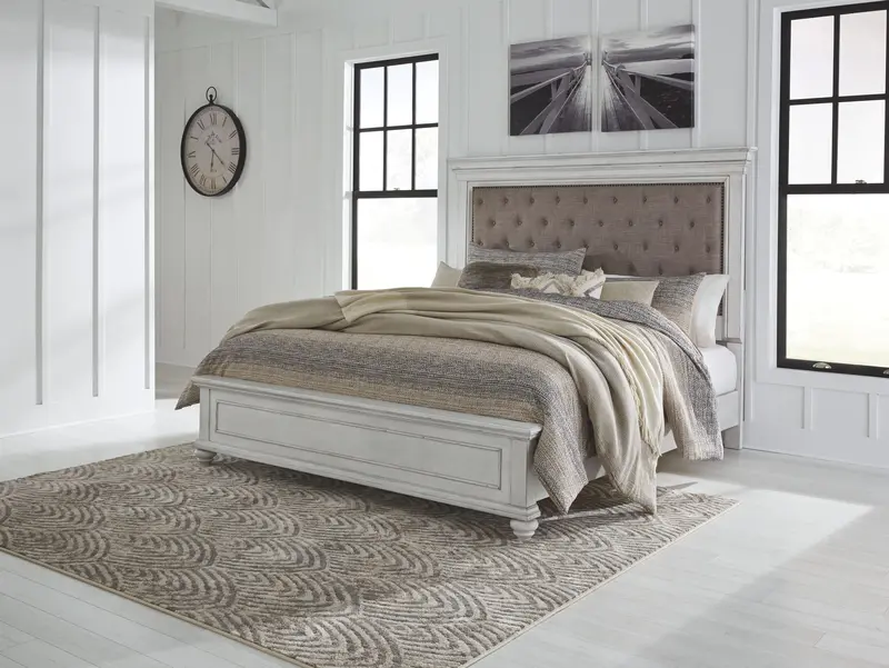 Kanwyn Upholstered Panel Bed With Soft-Textured Headboard 1