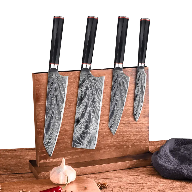Katana Five Knife Set – 4 Forged Knives With Integrated Magnetic Wood Block 1