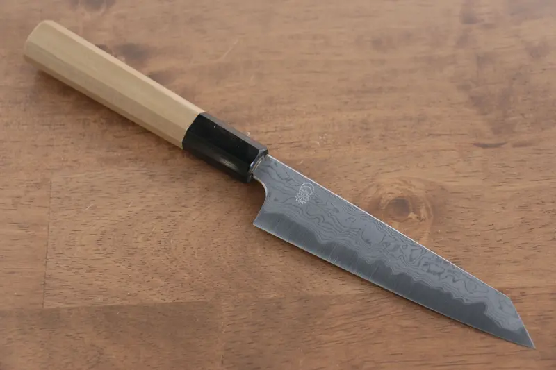 Kikuzuki Blue Steel #1 Damascus Kiritsuke Petty – 135Mm Blade, Magnolia Handle 1