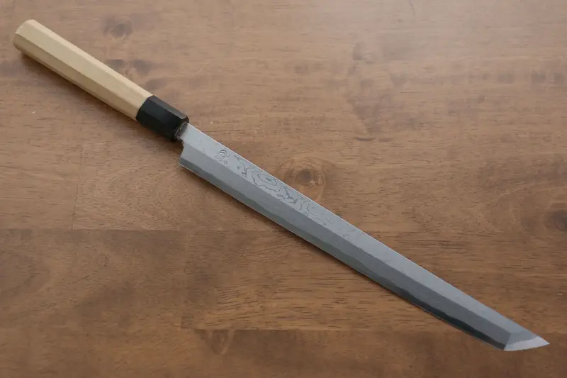 Kikuzuki Blue Steel #1 Damascus Sakimaru Takohiki – 270Mm Blade, Magnolia Handle 1