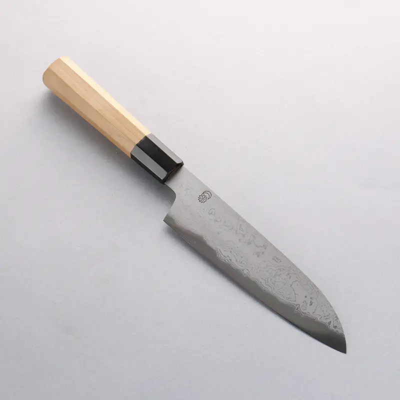Kikuzuki Blue Steel #1 Damascus Santoku – 180Mm Blade, Magnolia Handle 1