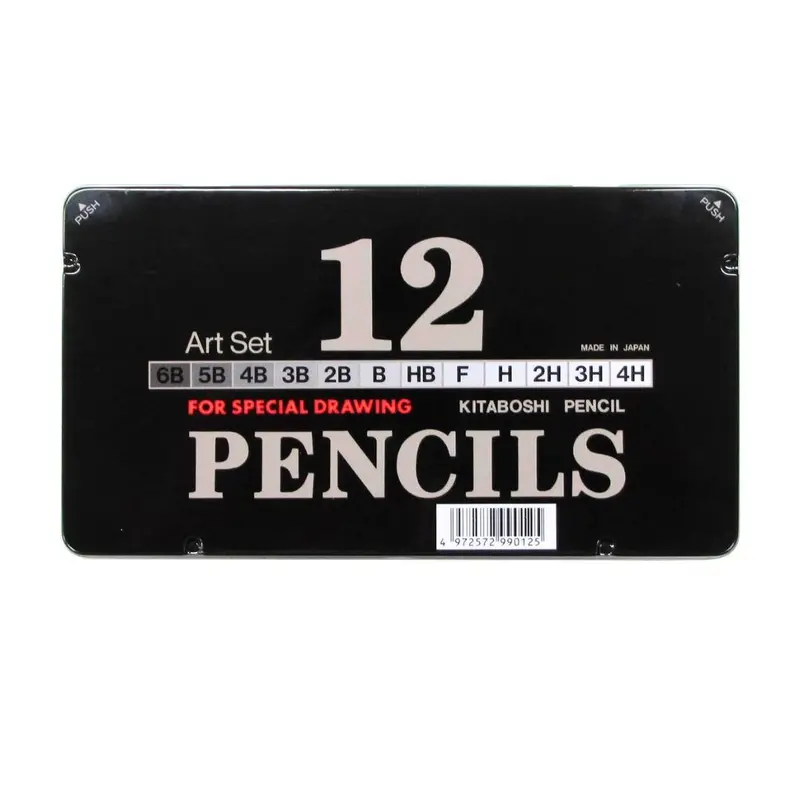 Kitaboshi Art Pencil Set – 4H To 6B, 12-Pack For Sketching & Detailing 1