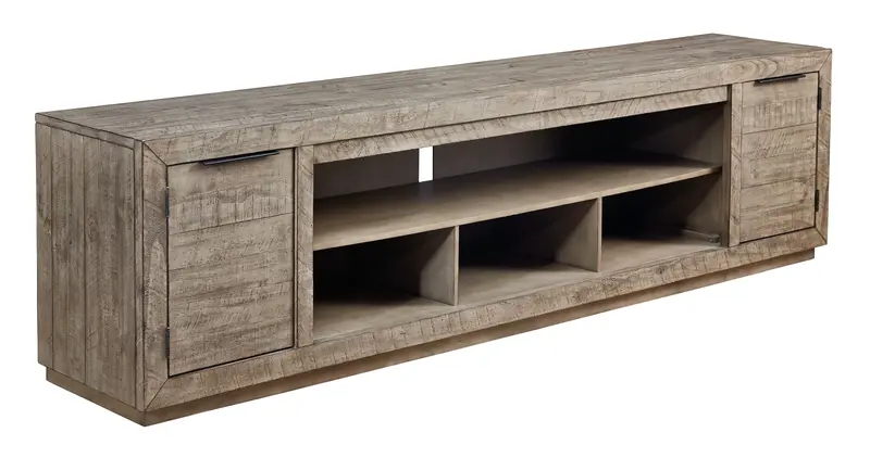 Krystanza Weathered Gray Xl Tv Stand With Optional Fireplace 1