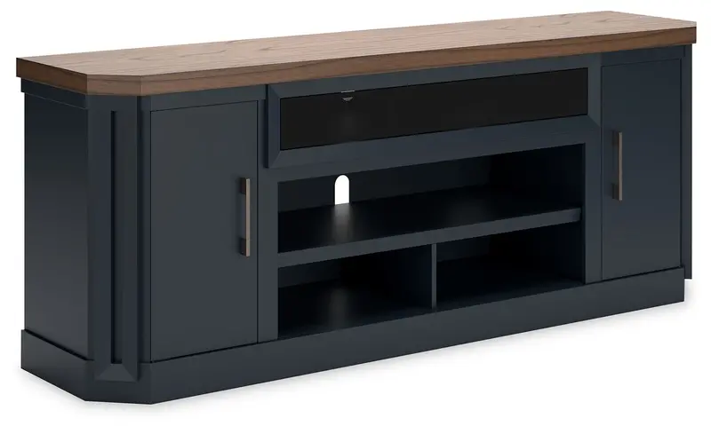 Landocken Brown And Blue Xl Tv Stand With Optional Fireplace 1