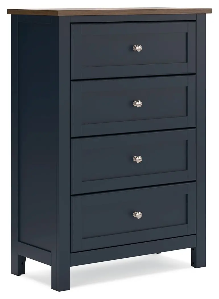 Landocken Four-Drawer Chest With Brown And Blue Accents 1