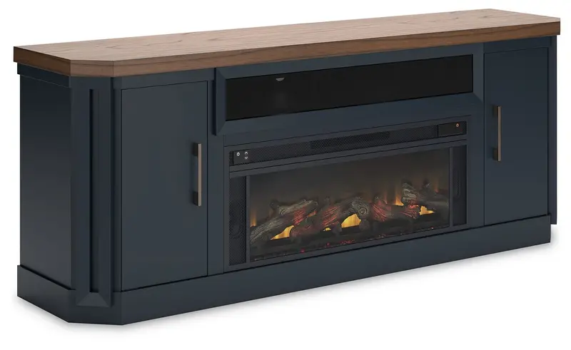 Landocken Two-Tone 83-Inch Tv Stand With Built-In Electric Fireplace 1